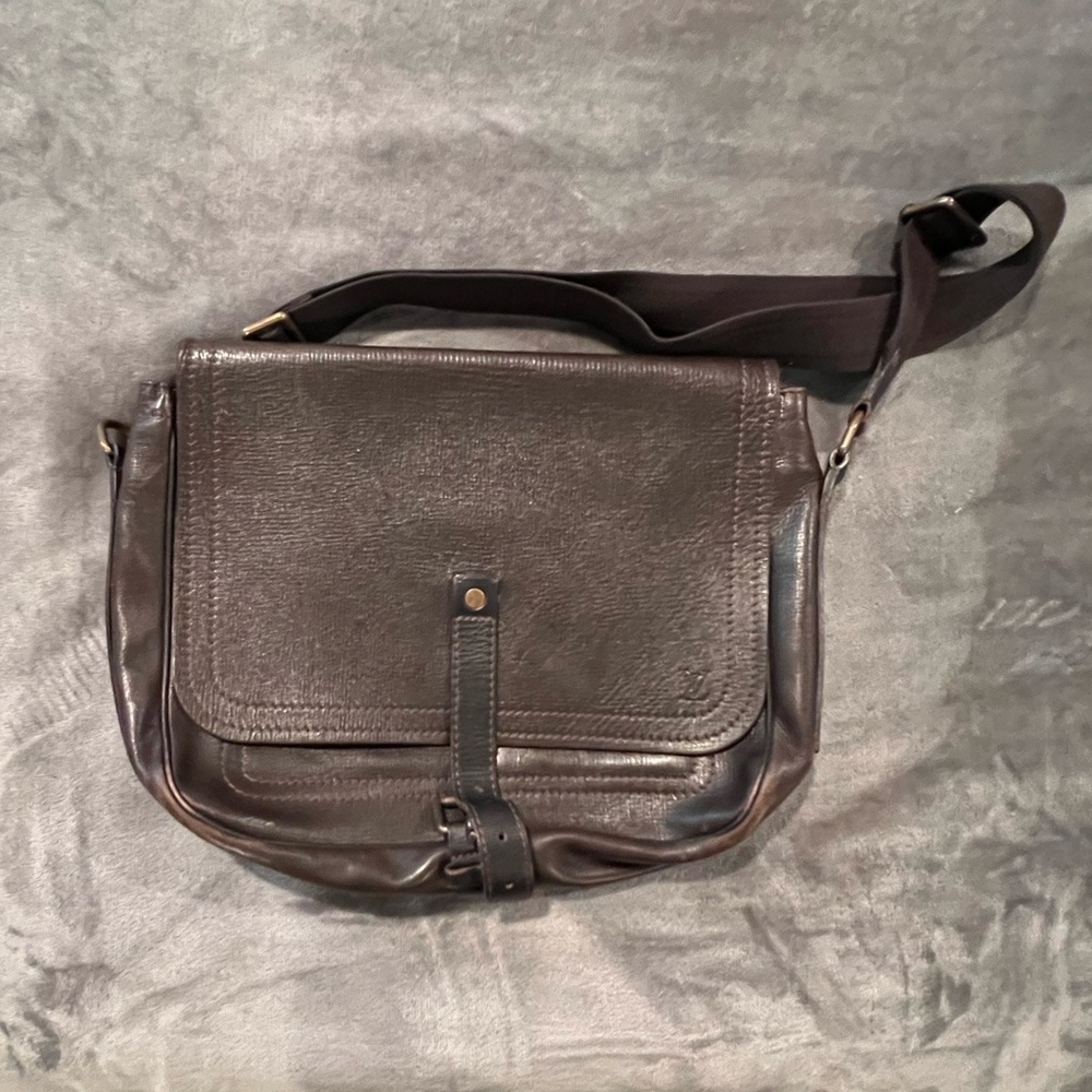 Louis Vuitton leather brown laptop bag